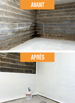 Mur enterré avant et après traitement